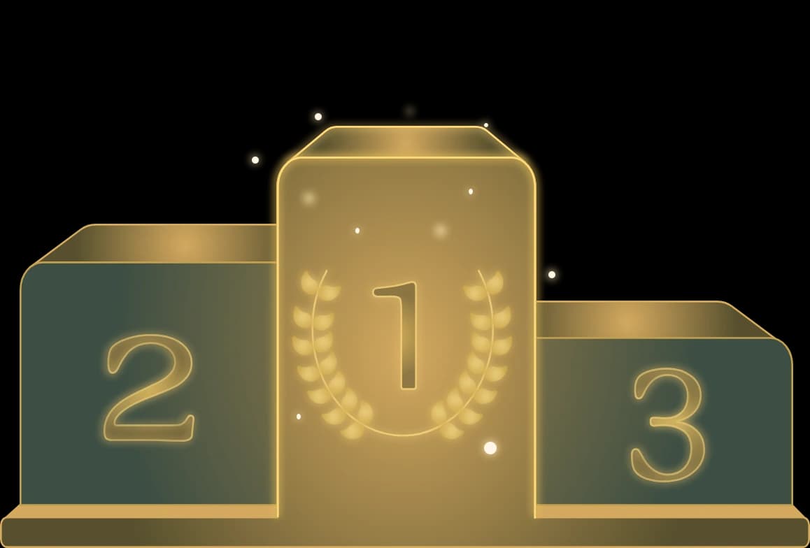 Podio de los tres primeros puestos del concurso