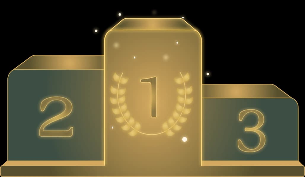 Podio de los tres primeros puestos del concurso